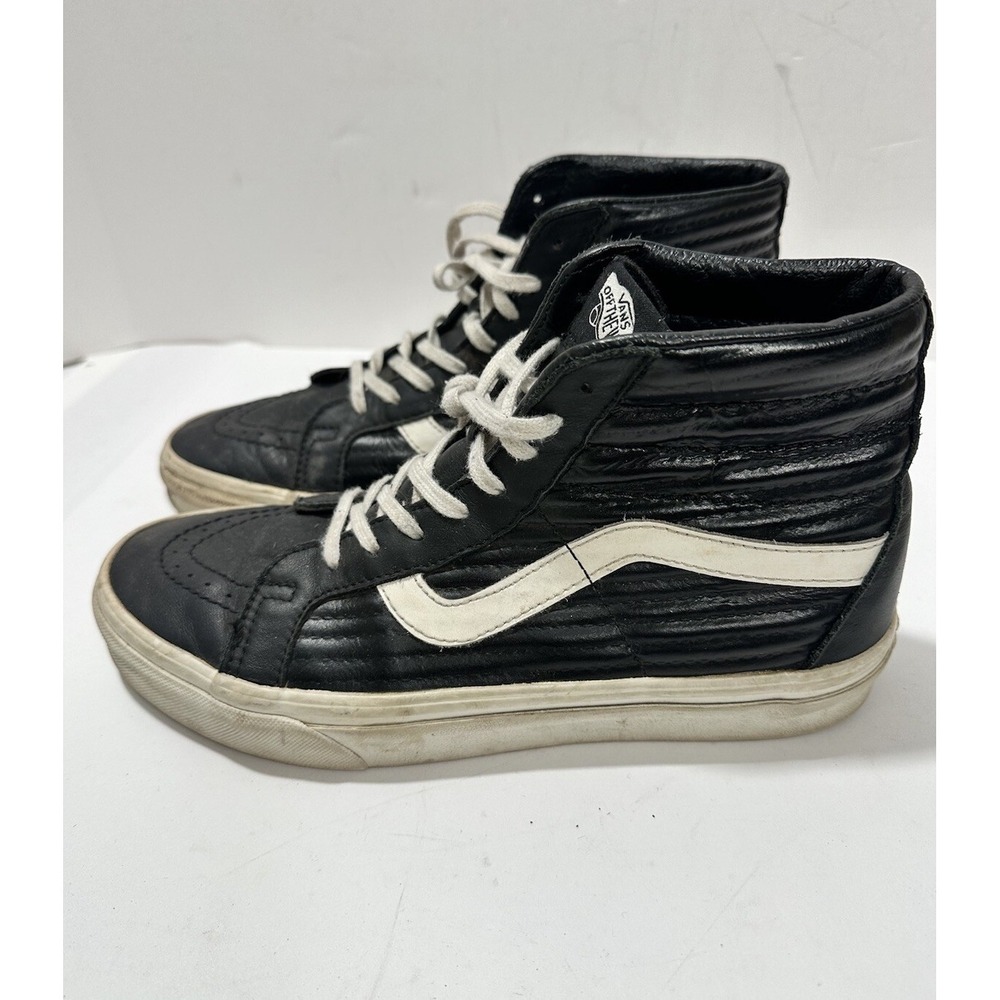 Vans Mens Old Skool Leather High Top 721356 Black Skateboard Sneaker Size 6.5